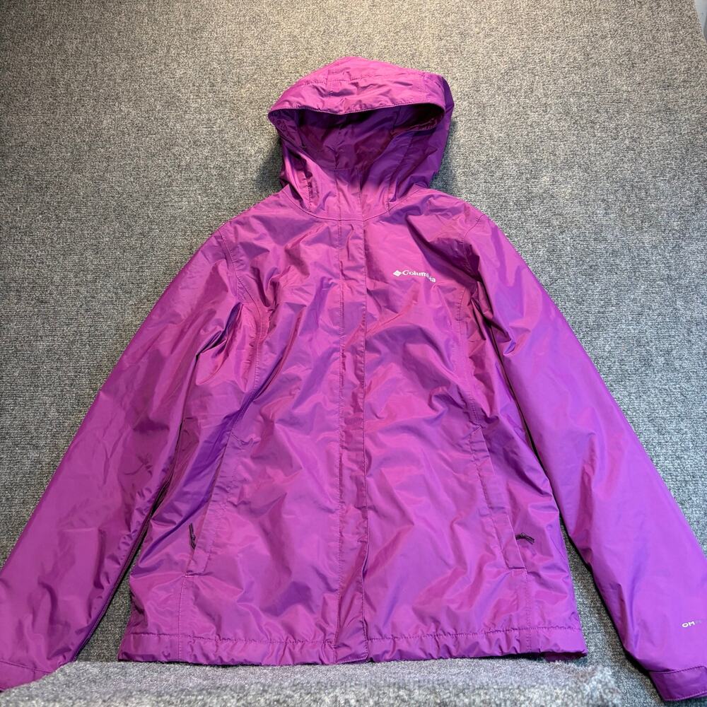 Columbia Omni-Tech Womens Purple Hooded Waterproof Rain Jacket Coat Size M